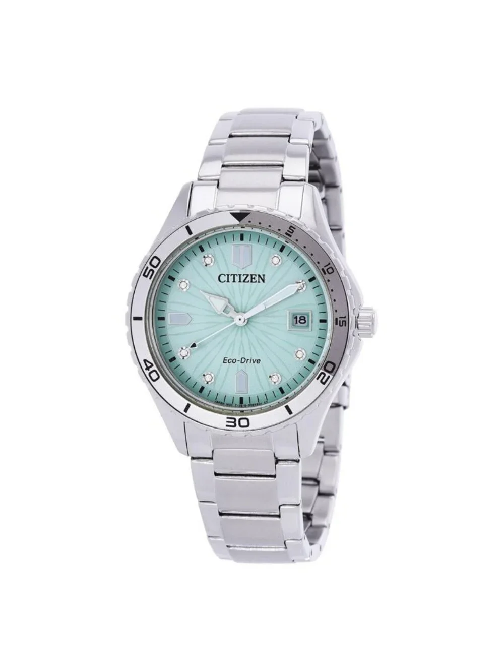 NWT Citizen Marine Lady Crystal Eco-Drive Green Dial Watch